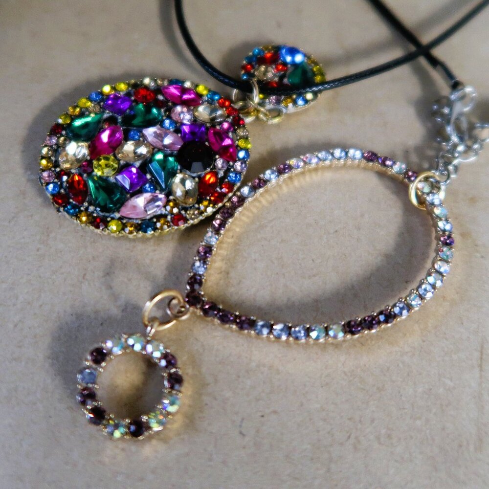 Rhinestone Pendant Lot 2 Pc Multicolor Crystal Cluster Street Wear Diy Supply